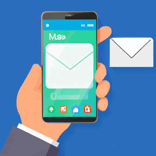 Envoi d'un mail professionnel à un contact d'affaires en utilisant une application de messagerie sur un smartphone.