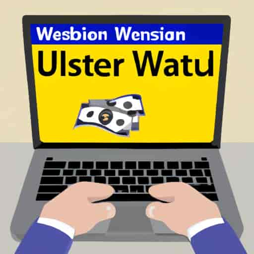 Un utilisateur envoie de l'argent en ligne via Western Union à l'aide de son ordinateur portable.