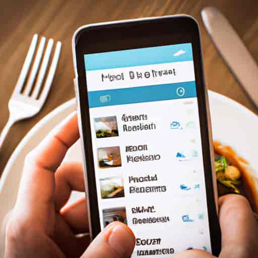 Une personne recherche des avis de restaurant sur les réseaux sociaux