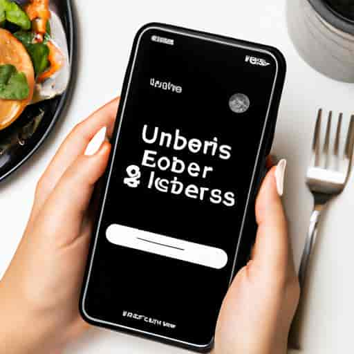 Une personne utilise l'application mobile Uber Eats pour accéder aux avis