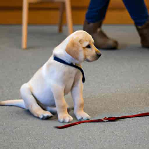 Un chiot en formation pour devenir un chien guide d'aveugles de l'ouest