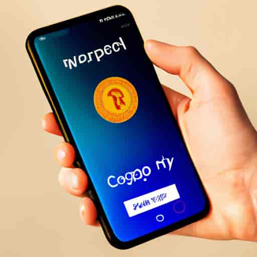 Une personne tenant un smartphone avec une application de portefeuille de crypto monnaie ouverte sur l'écran.