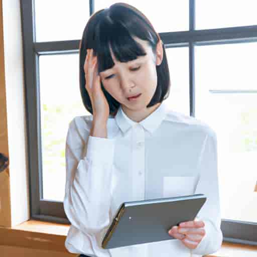 Une femme perplexe regardant un document sur sa tablette