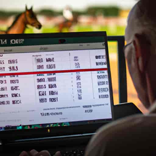 Un parieur en ligne place un pari sur une course de chevaux PMU