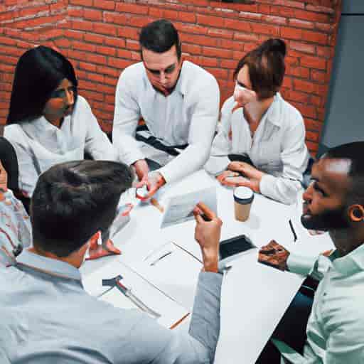 Un groupe de personnes réunies autour d'une table, discutant et analysant les statistiques des courses pour trouver la bonne réponse à la question du jour.