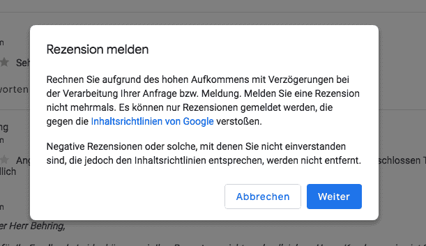 Meldung über das Google Konto/ Google Maps