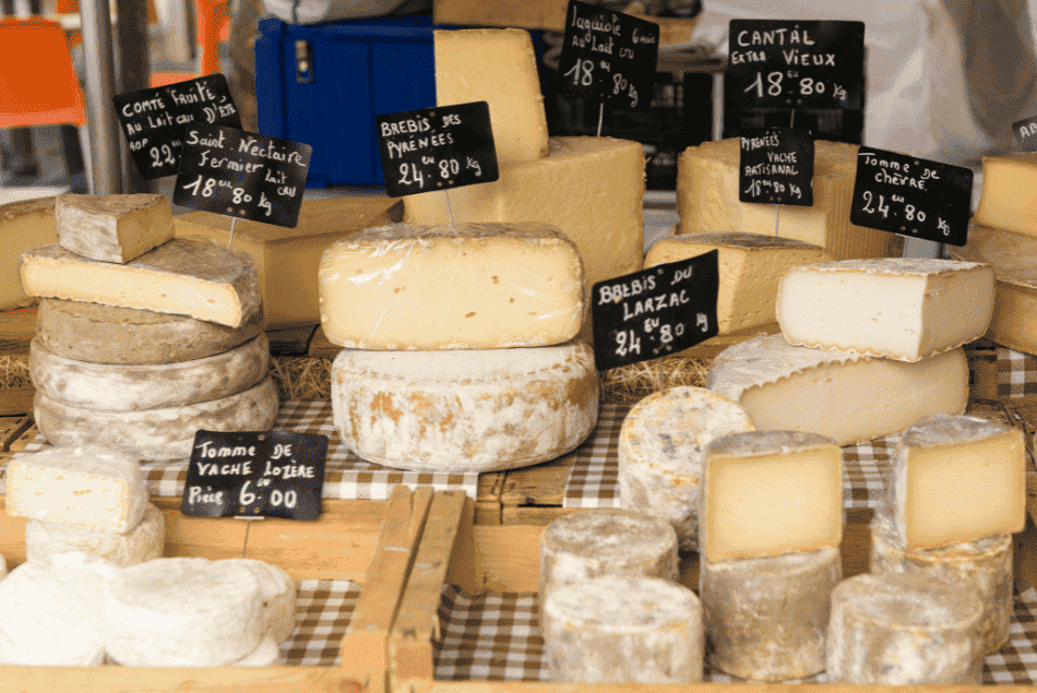 French cheese at a market Paris food walking tour