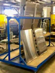 Cart for large stainless steel cabinet panels