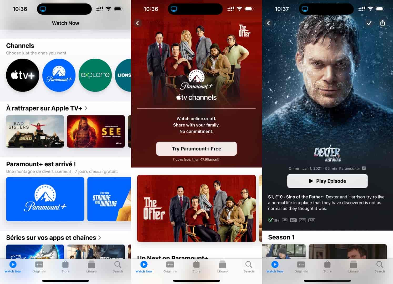 Pour se connecter à Paramount+ avec son compte Canal+, il suffit de se rendre dans l'application. // Source : Captures Numerama