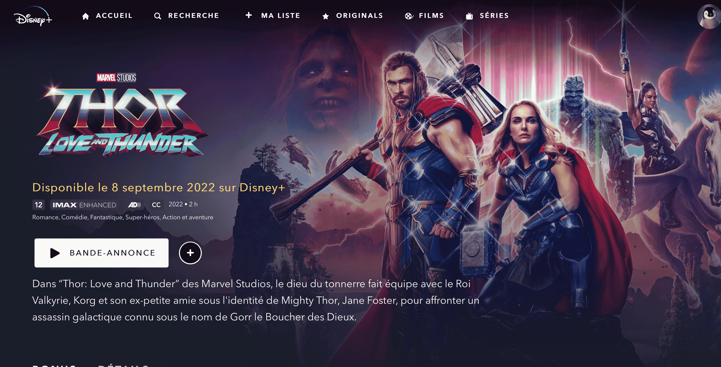 Thor 4 sur Disney+ en France