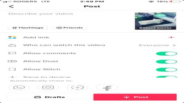 Option de modification du profil TikTok