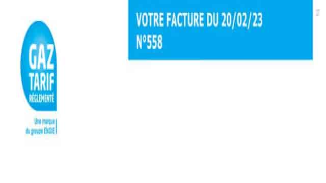 en-tête facture Gaz Tarif Réglementé