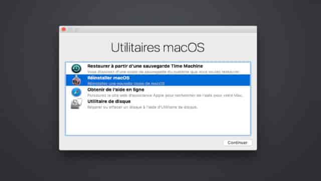 Utilitaires macOS réinstaller