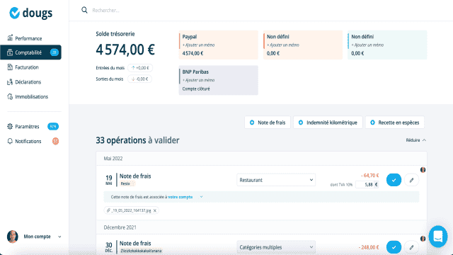 Interface du logiciel de Dougs