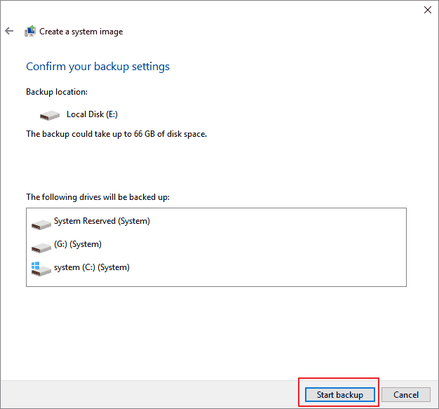 Créez une image système de Windows 10/8/7 sur une clé USB