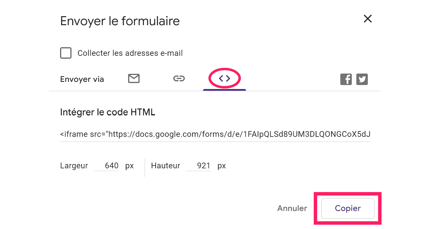 Générer un code HTML à partir du formulaire