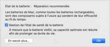 Réparation recommandée batterie Mac