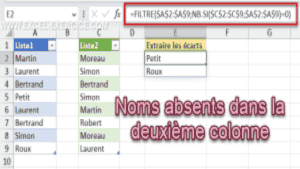Comparer deux colonnes dans Excel