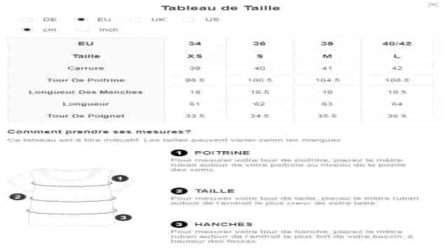 Guide complet des tailles de Shein