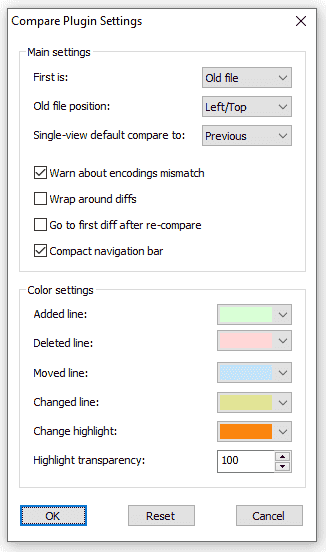 configurer les paramètres de comparaison dans Notepad Plus