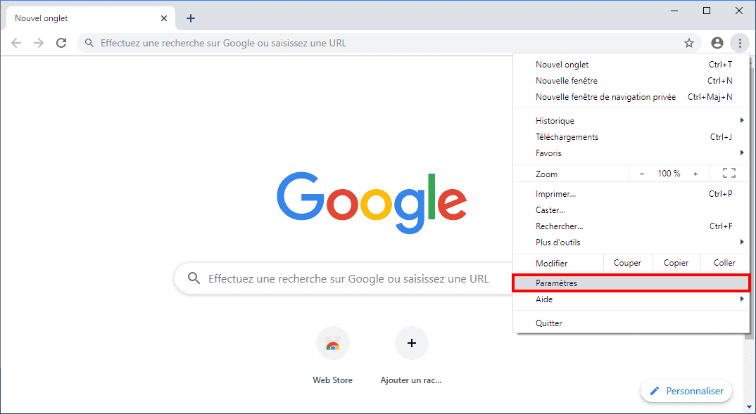 Paramètres de Google Chrome