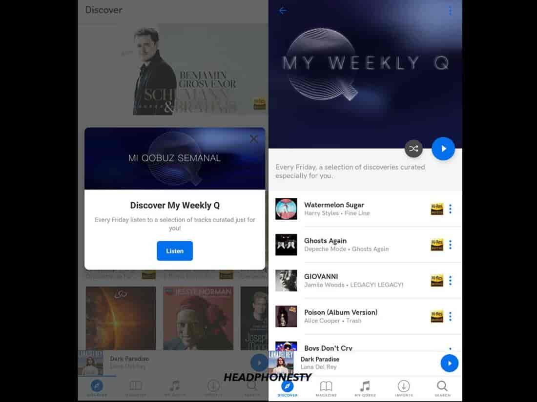 Qobuz sends users a discovery mix every week.