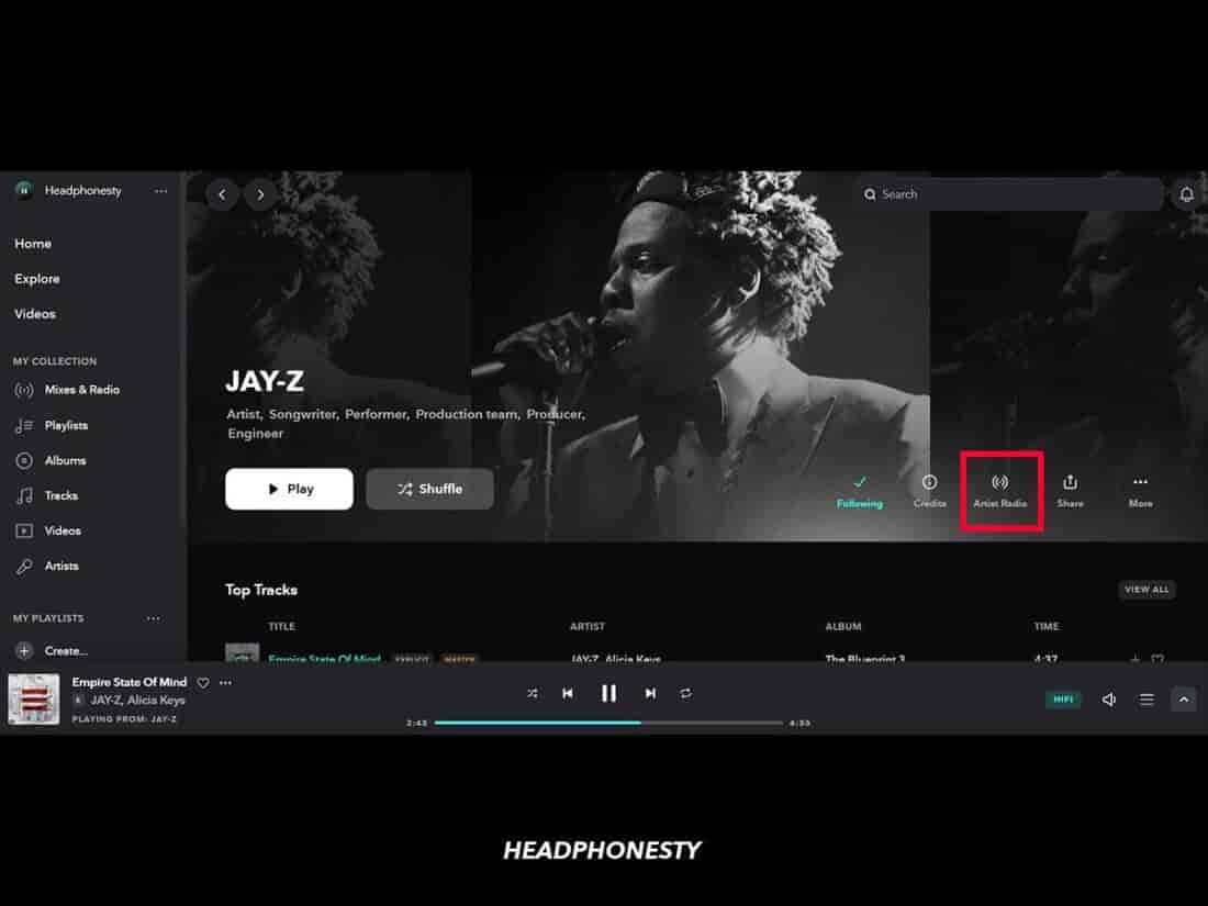 Tidal offers a fun Artist Radio feature.