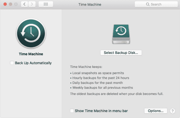 Sauvegarde du Mac avec Time Machine