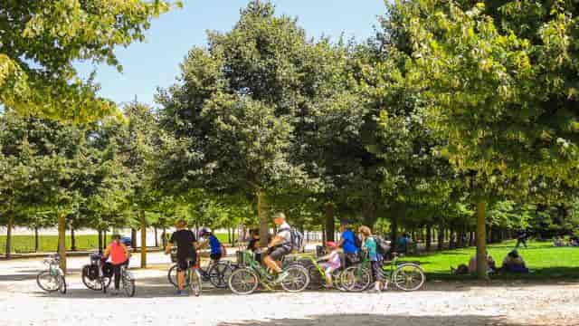 Visite à vélo explorant les sentiers à travers les bois du Château de Versailles