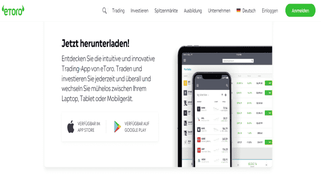 Die Trading App von eToro