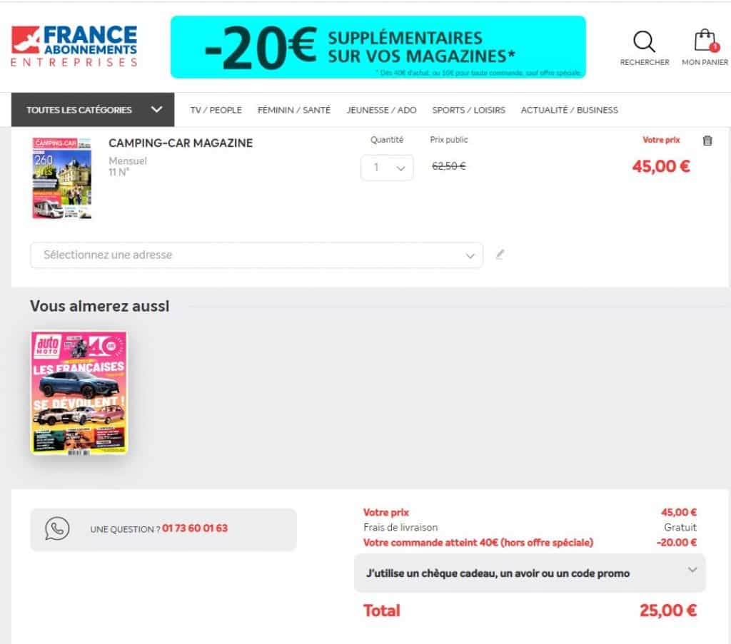 Abonnement Camping Car Magazine pas cher  à 18€ au lieu de 55€ !