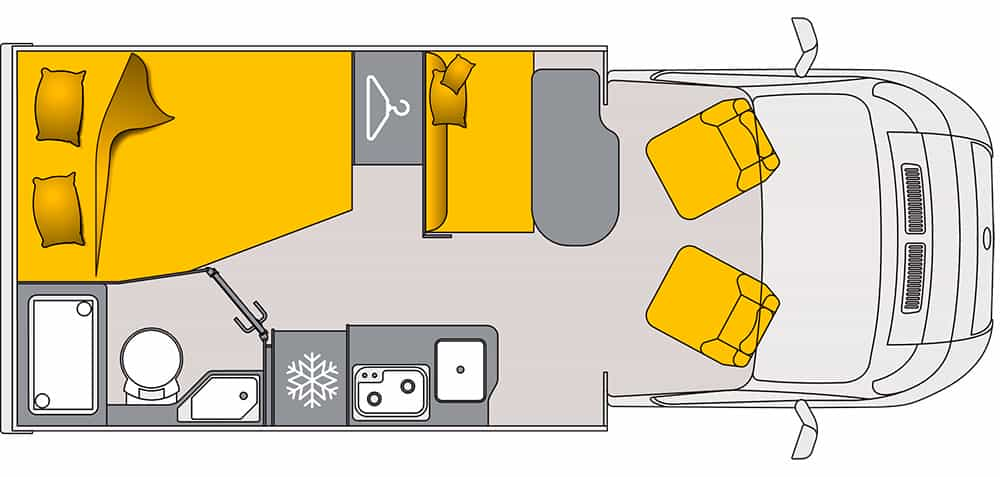 Hymer Exsis-t 374 : le seul profilé de moins de 6,00 m avec lits jumeaux