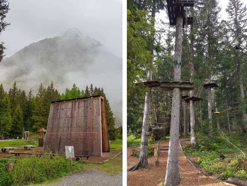 Parcours d'accrobranche au Camping des Glaciers