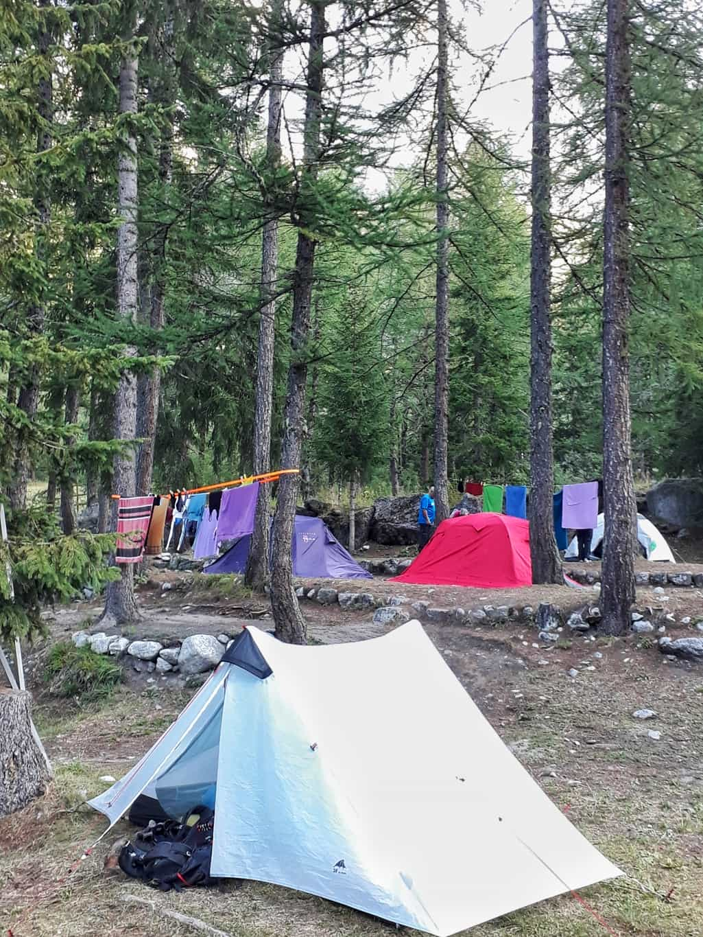 Camping Grandes Jorasses au milieu des pins