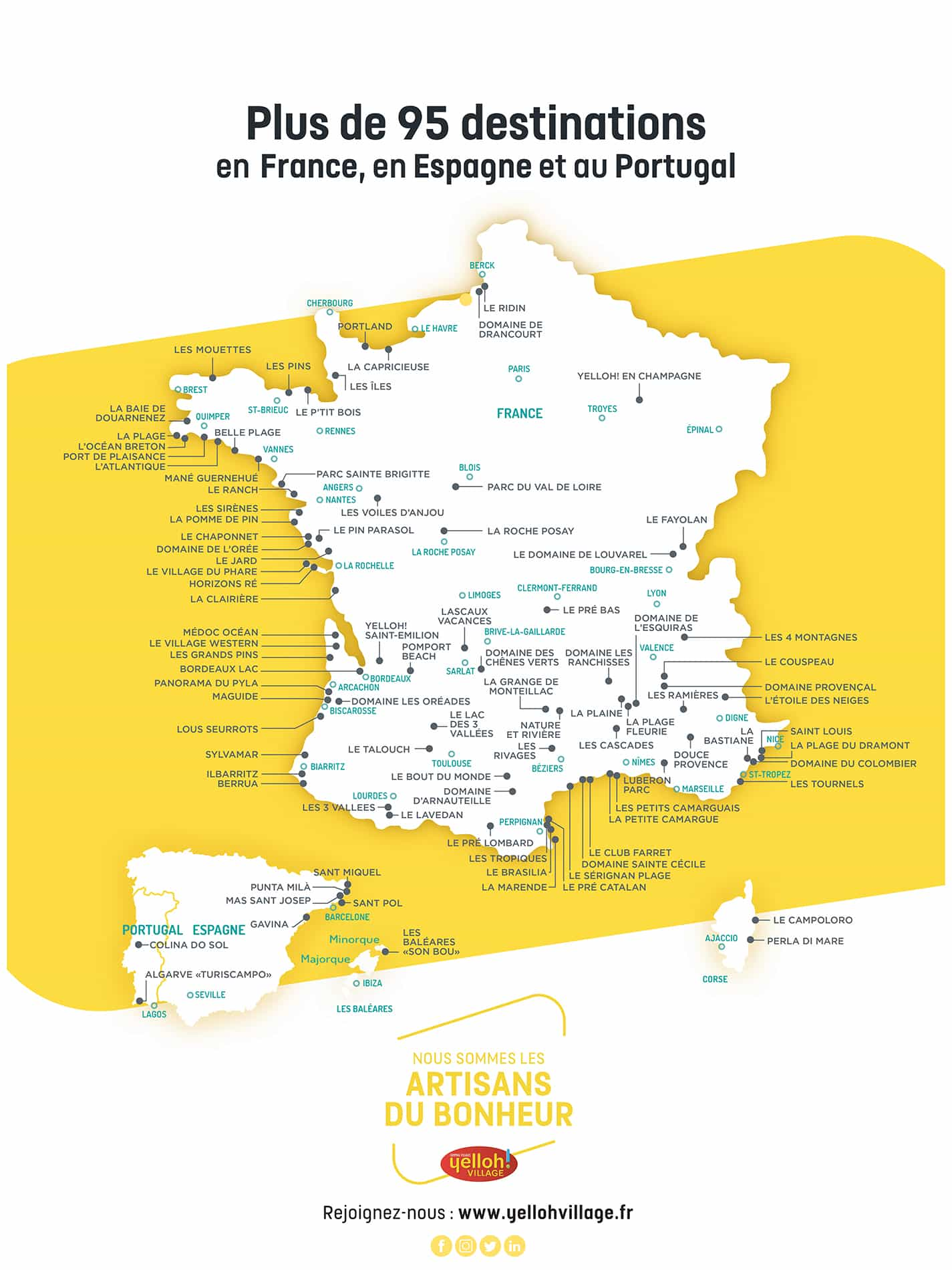 Carte des campings Yelloh! Village