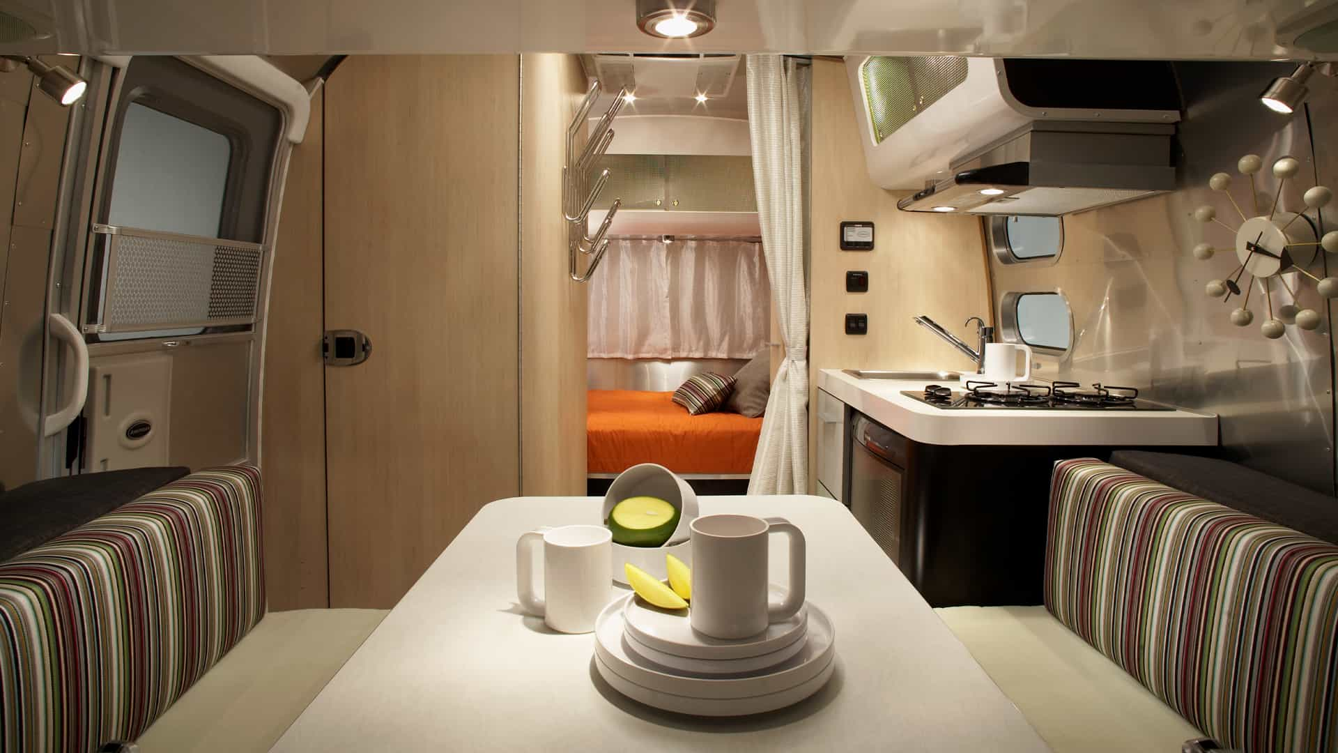 Interior of the Airstream and Design Within Reach Travel Trailer