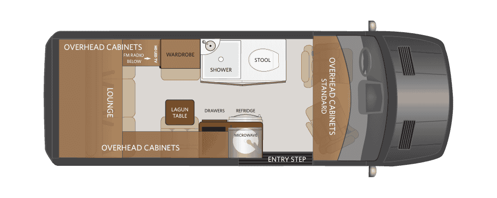 Floor plan of a 2022 American Coach Patriot campervan