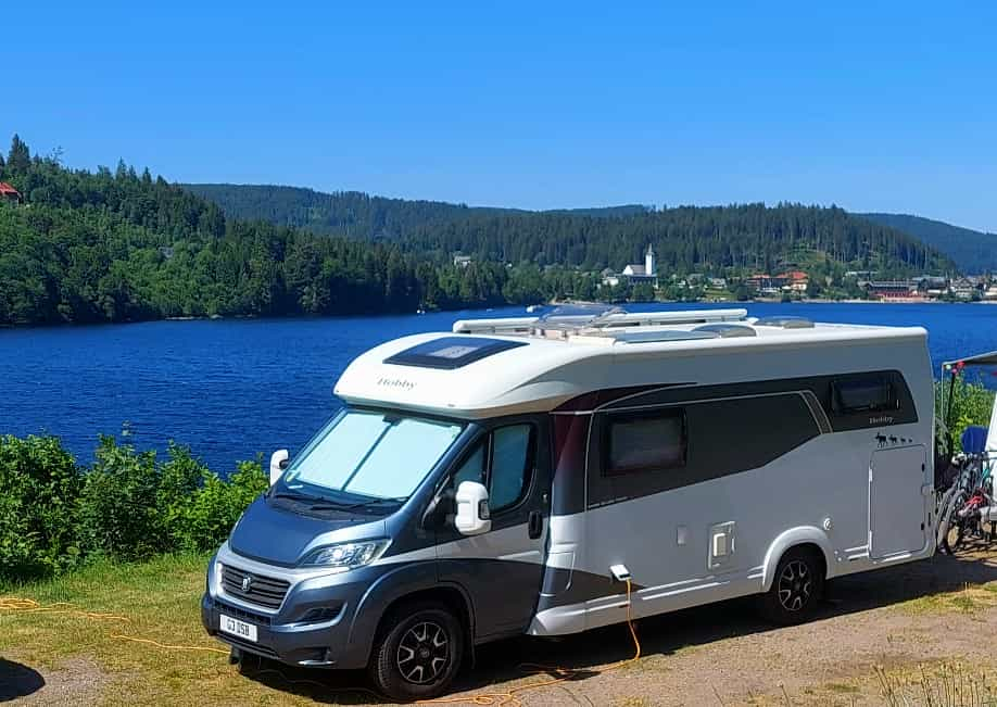 Our motorhome with a great view of Lake Titisee