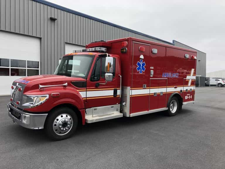 Medium duty ambulance on an International chassis