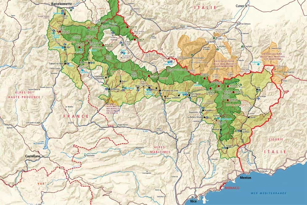 Carte du Parc National du Mercantour