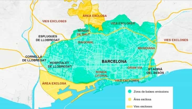 Carte ZBE de la Mairie de Barcelone