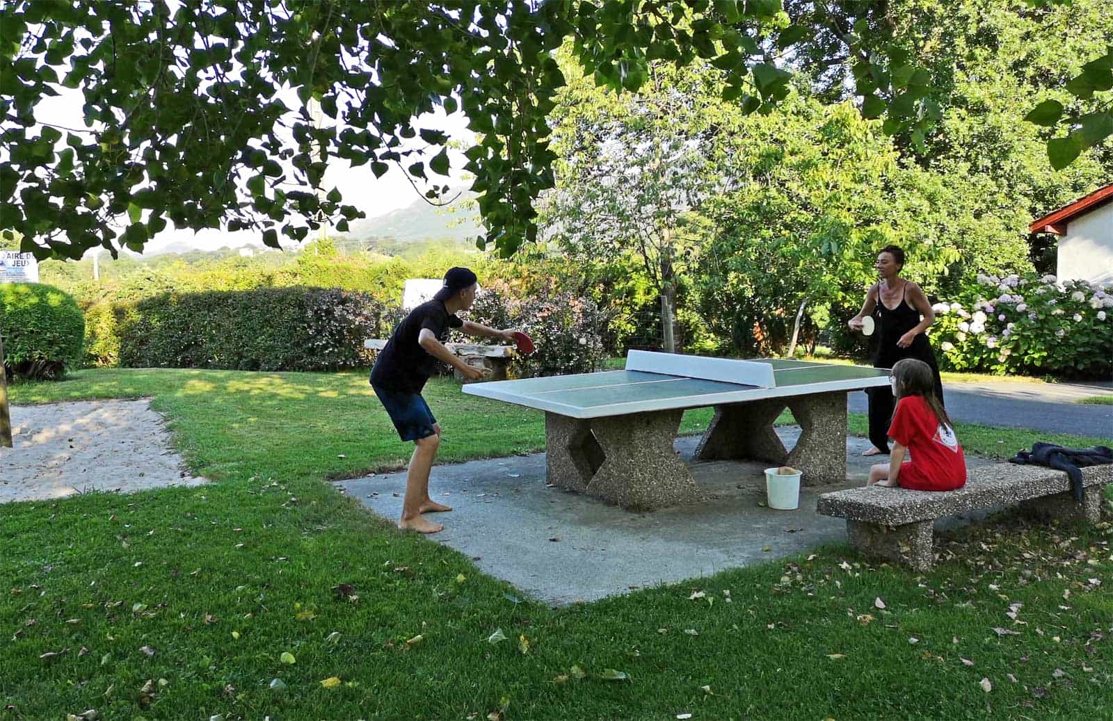 Balancoire et table de ping-pong