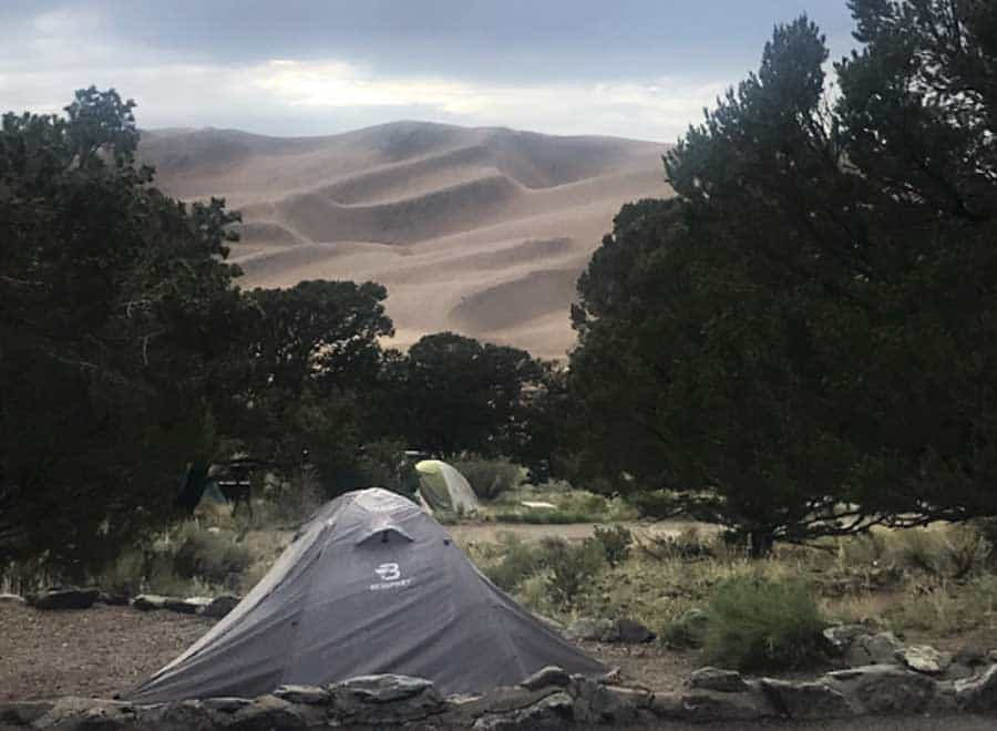 Les dunes de sable vues depuis le camping Piñon Flats