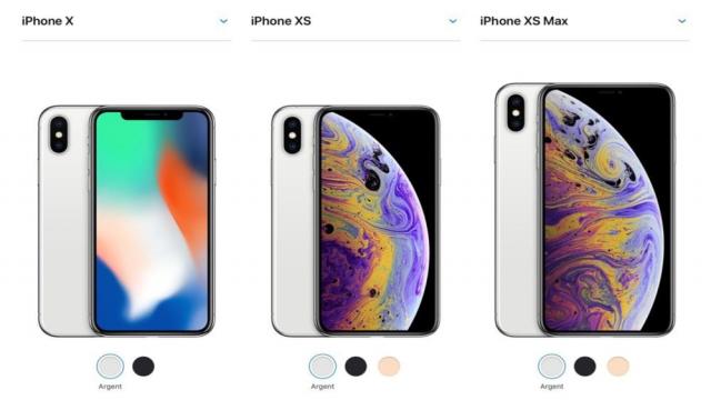 Les iPhone XS comparés à l’iPhone X